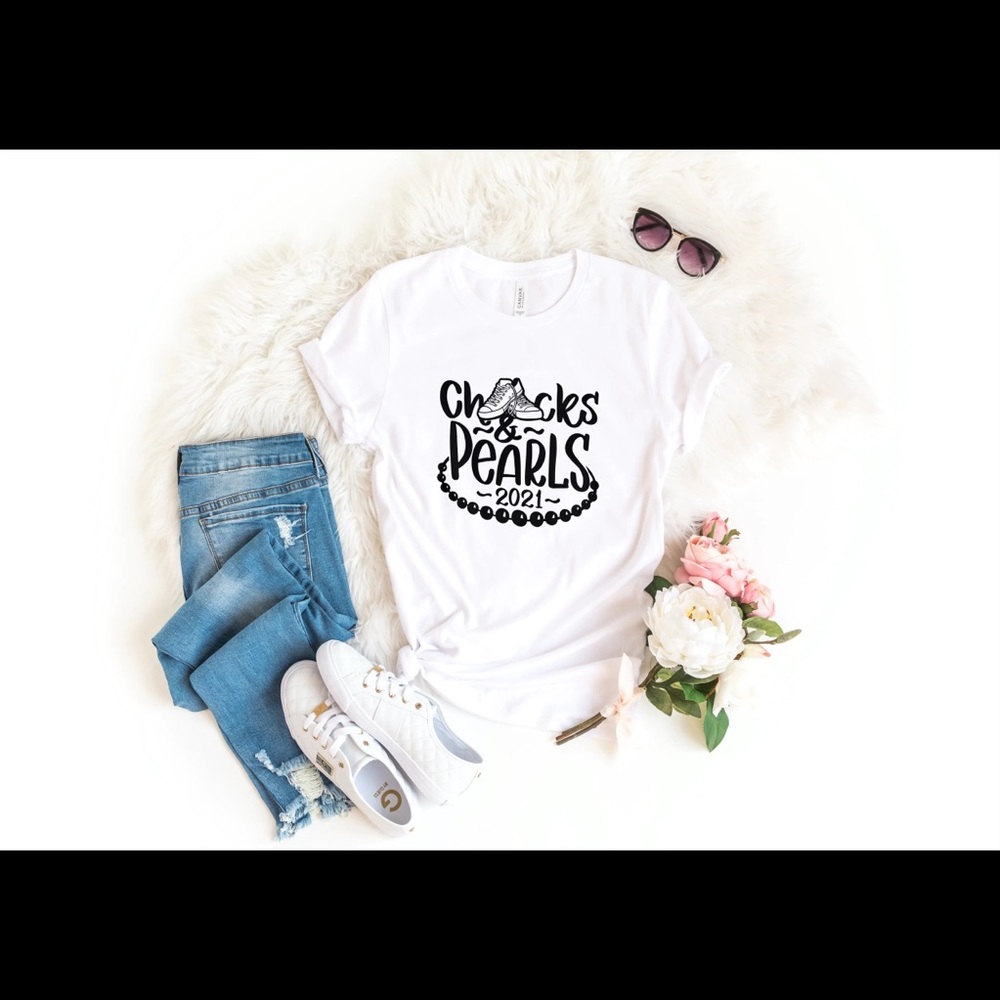 Chucks and pearls t shirt